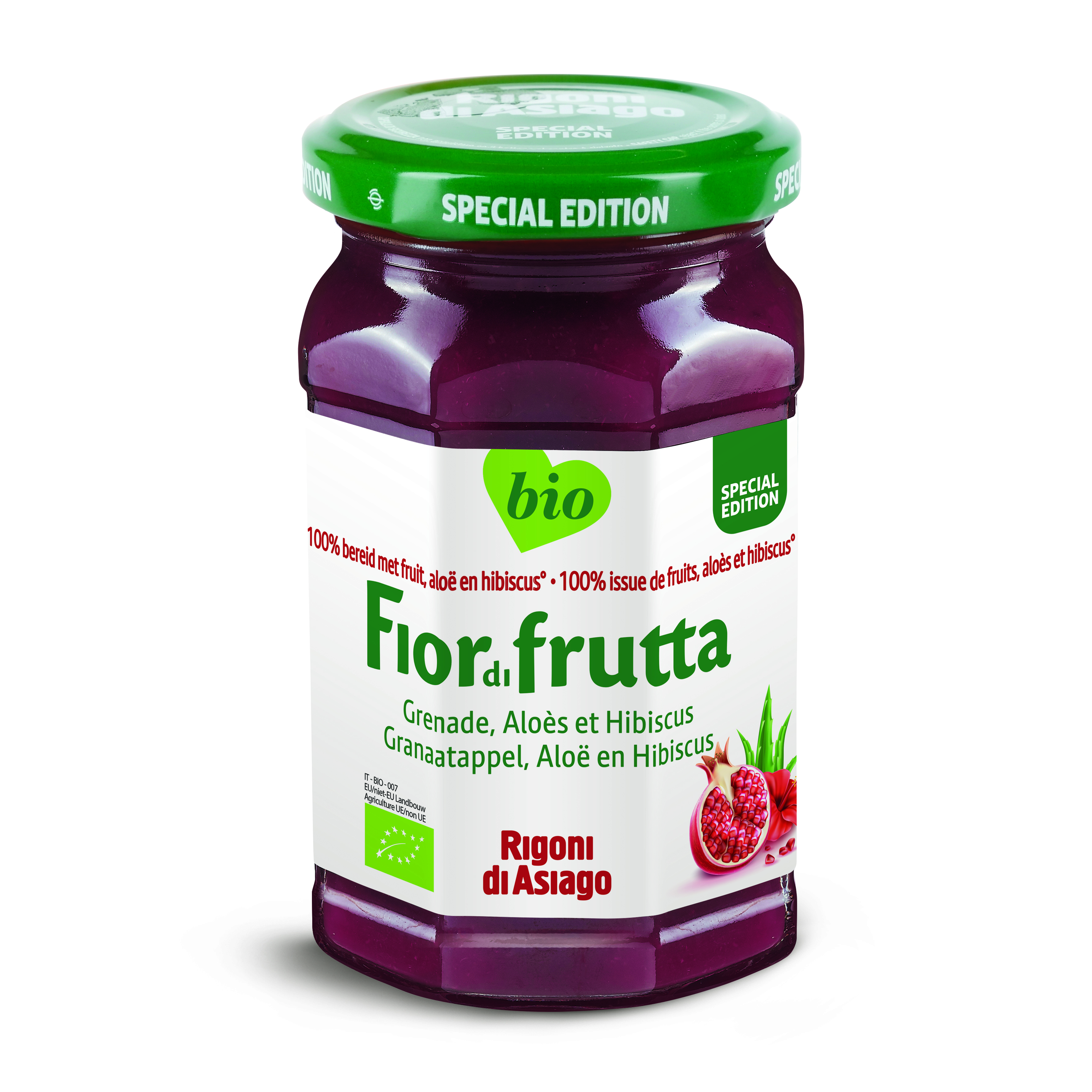 Fiordifrutta Granaatappel aloë vera en hibiscus confituur bio 250g - 9721